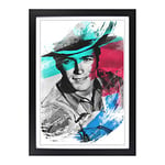 Big Box Art Clint Eastwood (1) V2 Framed Wall Art Picture Print Ready to Hang, Black A2 (62 x 45 cm)