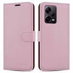 iCatchy for Xiaomi Redmi Note 12 Pro 5G Case Leather Wallet Book Flip Folio with TPU holder Credit Card Slots Kickstand Magnetic Clouser Phone Cover (Rose Gold)