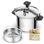 SEB Authentique Cocotte-minute inox, Autocuiseur 9 L, Induction, Sécurité 5 points, Fabriqué en France P0534900