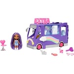 Barbie Coffret Bus de tournée avec Mini Poupée Extra, véhicule, Bus de tournée, vêtements et Accessoires, Jouet Enfant, Dès 3 Ans, HKF84