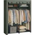 Songmics - Armoire Chambre, Penderie avec 2 Tringles, Porte-vêtements, Housse en Tissu, Porte-Manteau, Pliable, pour Dressing, Chambre, 43 x 140 x