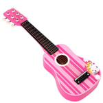 Interactive SOKA Pink Striped Wooden Guitar Toy for Kids - Creative Music Play!