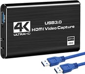 DIGITNOW! Carte De Capture HDMI USB 3.0, Carte de capture audio vidéo 4K, Full HD 1080P pour l'enregistrement de jeu, diffusion en direct