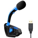 KLIM Voice Microphone à Pied USB pour Ordinateur - Micro de Bureau Professionnel - Microphone de Gamer PC PS4 - Nouvelle Version 2022 - Bleu
