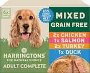 Harringtons Complete Wet Tray Grain Free Hypoallergenic Adult Dog Food Mixed Pack 6x400g - Chicken, Salmon, Turkey & Duck - Made with All Natural Ingredients