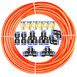 ERGAOBOY Orange 10M Polyurethane PU Air Hose Pipe Tube Kit,12mm OD x 8mm ID with Pneumatic Connector Kits