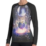 Ygoner Women's Long Sleeve T-Shirt Cosmos Space Flight Planet Women's Personalized Baseball Raglan Long Sleeves T Shirt
