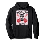 Rockstar King Skull Crown Crossed Guitars Pullover Hoodie