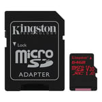 Kingston Microsdxc Canvas React 100r/70w Uhs-i, 64gb
