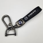 Nyckelring i läder för bil och cykel i metall | Hållbar nyckelring | Nyckelring och krokbeslag i silver Silver Hardware Volvo