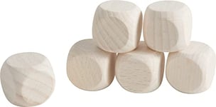 Rayher 6244031 SB-Btl Lot de 6 dés en Bois FSC 100% Naturel 18 x 18 mm