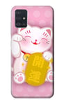 Pink Maneki Neko Lucky Cat Case Cover For Samsung Galaxy A51