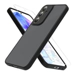 MIKULLE Coque pour Samsung Galaxy A55 5G avec 1 Verre trempé Protection écran, Housse Full Body Protection Integrale Bumper Etui pour Samsung Galaxy A55 5G - Noir