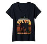 Star Wars Luke Leia Han Silhouettes In Tatooine Sky T-Shirt avec Col en V