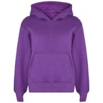 Kids Girls Boys Sweat Shirt Tops Plain Purple Hooded Jumpers Hoodies Age 2-13 Yr