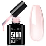 TOMICCA Gel Construction Ongle UV, 15ML Builder Gel 5 en 1, Gummy Base Pose Americaine UV/LED Gel Ongles pour Nail Extension, Réparation de Manucure, Renforcement,les Décalcomanies et les Bijoux