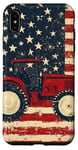 Coque pour iPhone XS Max Rouge abstrait ethnique tracteur patriotique drapeau américain ferme