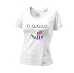 T-Shirt Femme Col V El Clasico Madrid Barcelone Sport Foot Ballon