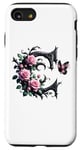 iPhone SE (2020) / 7 / 8 Letter C Initial Floral Monogram Rose Pink Flower Butterfly Case