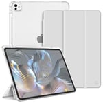 FINTIE Coque pour iPad Pro 13 Pouces 2024 M4 - [Rangement de Stylet] Coque Transparente Givrée, Housse Arrière Souple en TPU, Étui Fin et Léger, Argent