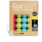 GuirLED - Guirlande lumineuse boules coton LED USB - Veilleuse bébé 2h - Adaptateur secteur double USB 2A inclus - 3 intensités - 24 boules 2.4m - Cocktail