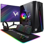 Vibox I-26 PC Gamer - 22" Écran Pack - Quad Core AMD Ryzen 3200G Processeur 4GHz - Radeon Vega 8 Graphique - 8Go RAM - 480Go SSD - Windows 11 - WiFi