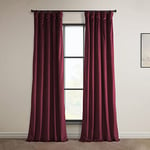 HPD Half Price Drapes Heritage Rideaux occultants en velours pelucheux de 243,8 cm de long pour chambre à coucher et salon 127 x 243,8 cm (l x L) (1 panneau), merlot foncé, mélange de polyester, 127 x