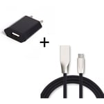 Pack Chargeur Type C pour JBL FLIP 5 (Cable Fast Charge + Prise Secteur Couleur USB) Android - NOIR