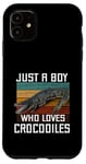 Coque pour iPhone 11 T-shirt mignon Just A Boy Who Loves Alligator Crocodiles