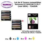 8 Toners génériques CLT404S Bk,C,M,Y pour Samsung XPress C430 C430W C480 C480FN C480W C483W imprimante+ 20f A6 brillantes-T3AZUR