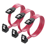 Lot de 3 Cable Sata 3, Câble Sata III à Angle Droit de 90 Degrés 45 cm de Ensemble 3 Pièces SATA III 6.0 Gbps, Rouge