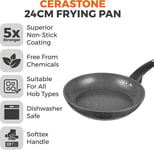 Tower T81232 24cm Cerastone Ceramic Coated Frying Pan Graphite Grey  - Brand New