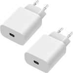 2-Pack Chargeur Usb C 20W Pour Iphone 15 14 13 12 11 Pro Max,Se,13 Mini,X,8 Plus,12 Mini, Ipad 9/8/7/6/5,Ipad Air, Ipad Mini 6, Ipad Pro[CHA242448]