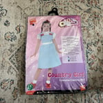 Country Girl Fancy Dress Childrens Small Age 4-6 Dorothy Kids Childs Book Day