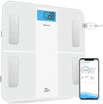 Uten USB Rechargeable Digital Bathroom Scales, Weighing Scale Built-in 3.7V Rechargeable Battery, High Precision Measuring for BMI, Body Fat, Muscle, Smart APP for Fitness Tracking, 28st/180kg/400lb