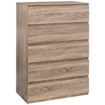 Commode 5 tiroirs dolo effet bois naturel - 5five