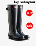 Ladies Hunter Wellies Original Tall Gloss Wellington Boots Navy Size UK 4