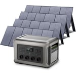 R3500 Station d'alimentation portable avec 4 panneau solaire de 400 w, batterie LiFePO4 3168 Wh avec sortie ac 3500 w, accumulateur de courant mobile