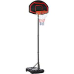 Panier de Basket-Ball sur pied avec poteau panneau - base de lestage sur roulettes - hauteur réglable 5 niveaux 2,45-2,95 m - acier hdpe noir rouge