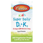 Carlson Labs Kid's Super Daily Vitamin D3 + K2 Drops 10ml for Bone Health +