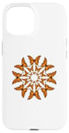 Coque pour iPhone 15 Petit papillon – Motif floral mandala orange