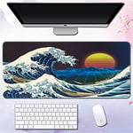 Morain Gaming Mouse Mat Art Print Painting Hokusai The Great Wave Big Rectangle Non-Slip Rubber Mousepad Mouse Pad, 800 * 400 * 3mm, Style 4