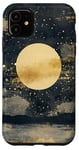 iPhone 11 Full Moon & Stars Abstract Sky Dark Cottagecore Painting Art Case