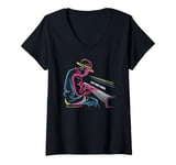 Womens Jazz Vibes Only Piano Player Music Rhythm V-Neck T-Shirt