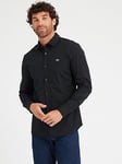 Lacoste Slim Fit Button Down Poplin Shirt - Black, Black, Size M, Men