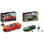 LEGO 76914 Speed Champions Ferrari 812 Competizione, Sports Car Toy Model Building Kit, 2023 Series & 76907 Speed Champions Lotus Evija Race Car Toy Model for Kids