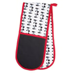 Double Oven Glove Westie Dog Kitchencraft Stylish Black and White with Red Trim