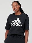 adidas Sportswear Womens Big Logo Boyfriend T-Shirt - Black/White, Black/White, Size Xs, Women