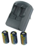 AboutBatteries Chargeur Type PANASONIC CR123A, 3.0V, 500mAh, Li-ION