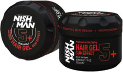 Nish Man Hair Styling Gel, Hair Gel Men's, Gum Effect 5+, 300 ml | Gummy Hair G